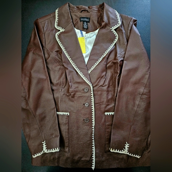 NWT - Leather Dialogue Brown Jacket - Size 1X - Picture 1 of 9